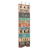 Wall-mounted Coat Rack with 6 Hooks 120x40 cm HOME IS - Front View