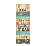 Wall-mounted Coat Rack with 6 Hooks 120x40 cm HOME IS - Side View