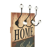 Wall-mounted Coat Rack with 6 Hooks 120x40 cm HOME IS - Top-Down View
