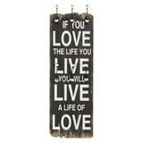 Wall-mounted Coat Rack with 6 Hooks 120x40 cm LOVE LIVE - Front View