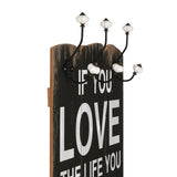 Wall-mounted Coat Rack with 6 Hooks 120x40 cm LOVE LIVE - Side View