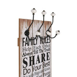 Wall-mounted Coat Rack with 6 Hooks 120x40 cm FAMILY RULES