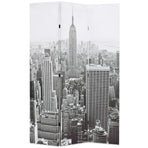 Folding Room Divider 120x180 cm New York by Day Black and White
