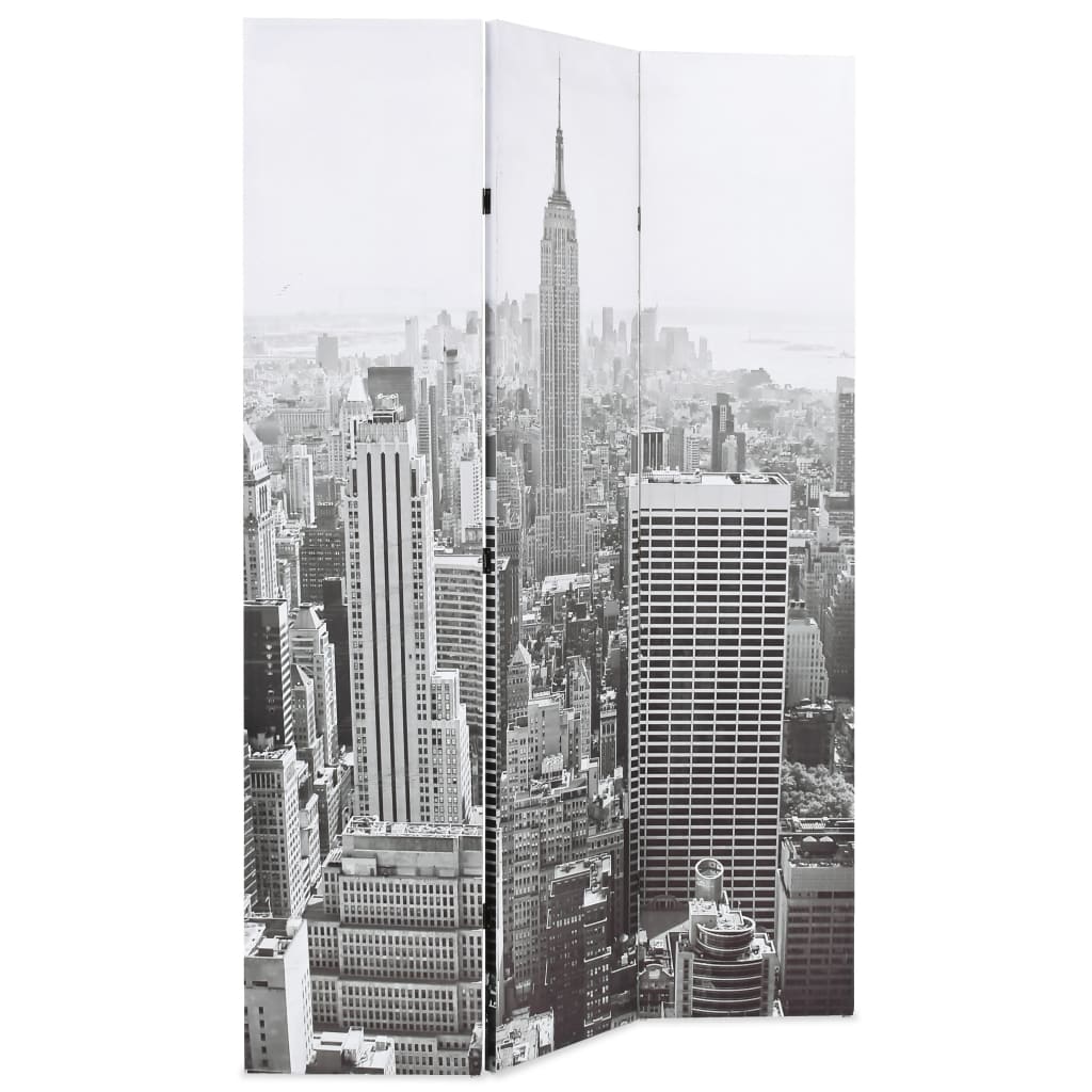 Folding Room Divider 120x180 cm New York by Day Black and White