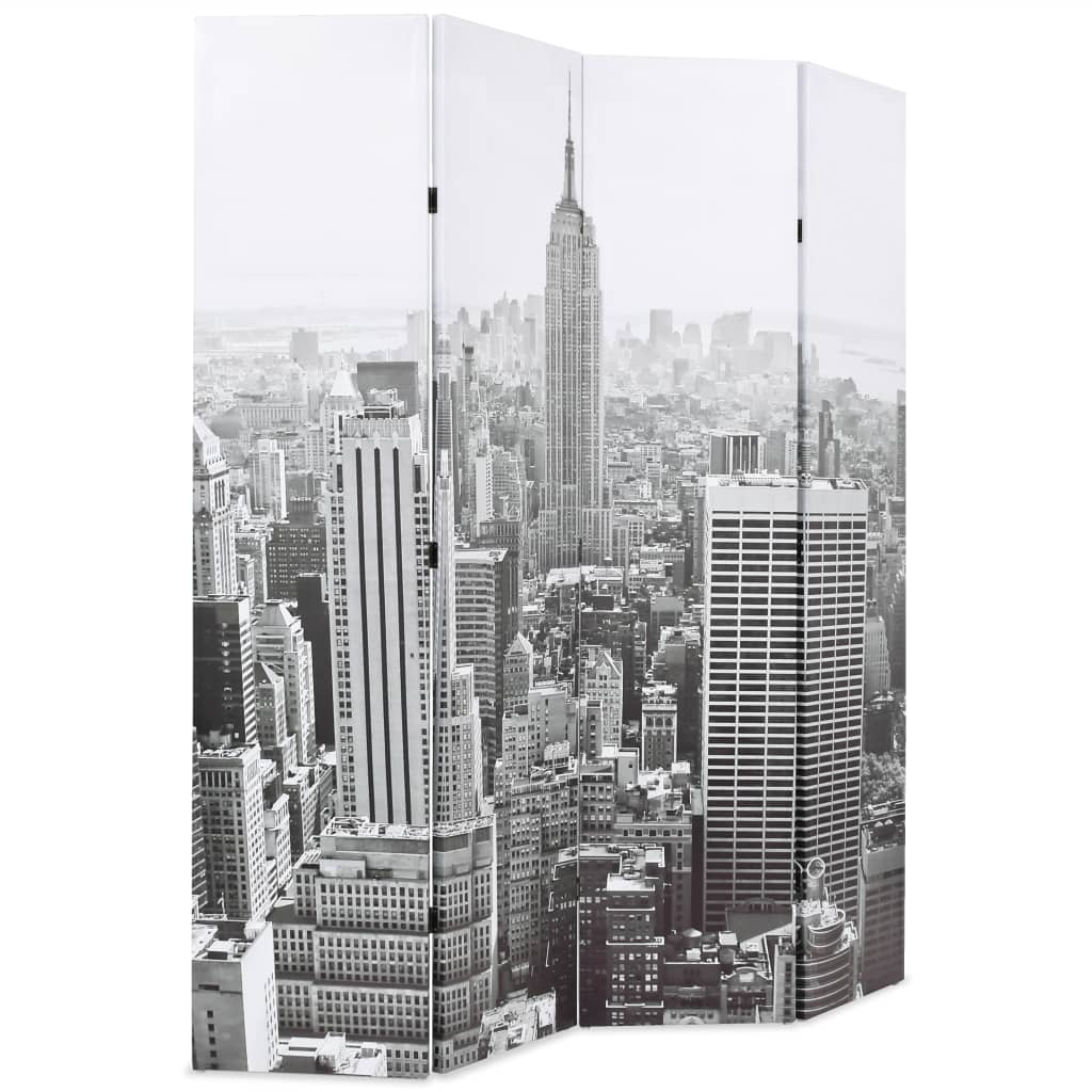 Folding Room Divider 160x180 cm New York by Day Black and White