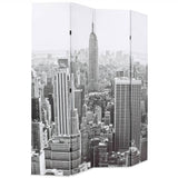 Folding Room Divider 160x180 cm New York by Day Black and White