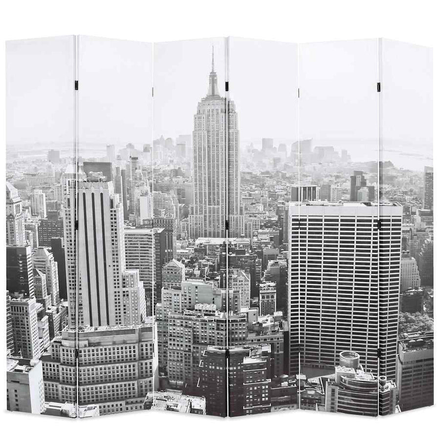 Folding Room Divider 228x180 cm New York by Day Black and White