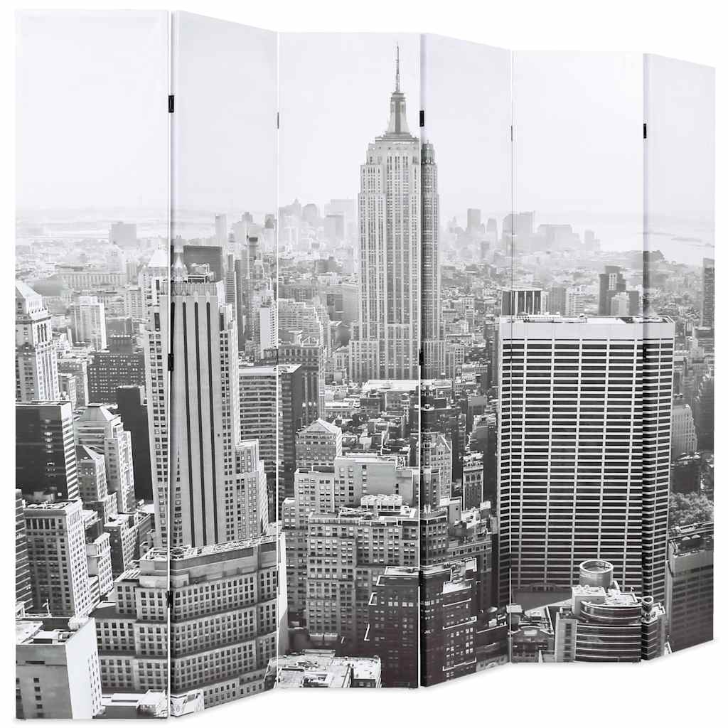 Folding Room Divider 228x180 cm New York by Day Black and White