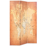 Folding Room Divider 120x180 cm World Map Yellow - Front View