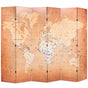Folding Room Divider 228x180 cm World Map Yellow