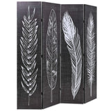 Folding Room Divider 160x170 cm Feathers Black and White - Front View