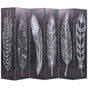 Folding Room Divider 228x170 cm Feathers Black and White
