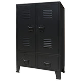 Wardrobe Metal Industrial Style 67x35x107 cm Black - Front View