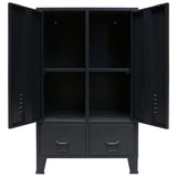 Wardrobe Metal Industrial Style 67x35x107 cm Black - 45-Degree Angle
