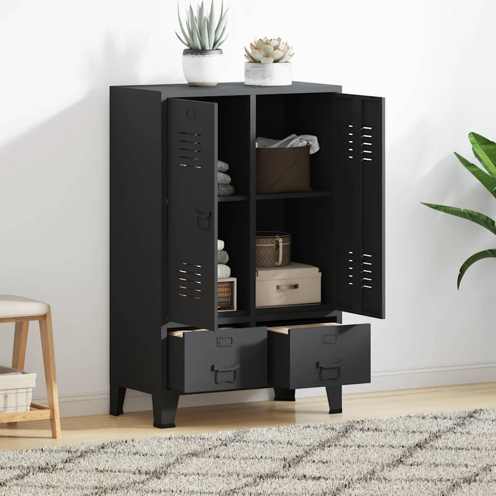 Wardrobe Metal Industrial Style 67x35x107 cm Black
