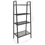 Ladder Bookcase 4 Tiers Metal Black