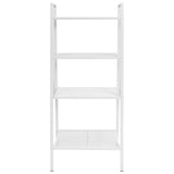 Ladder Bookcase 4 Tiers Metal White - Front View
