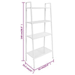 Ladder Bookcase 4 Tiers Metal White