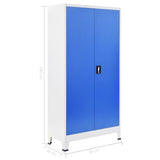 Office Cabinet Metal 90x40x180 cm Grey and Blue - Low Angle
