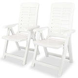 Reclining Folding Chairs 2 pcs Plastic White