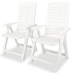 Reclining Folding Chairs 2 pcs Plastic White