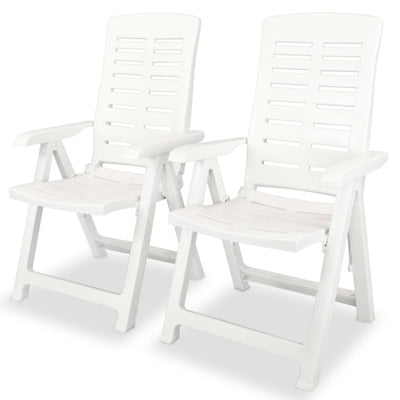 Reclining Folding Chairs 2 pcs Plastic White