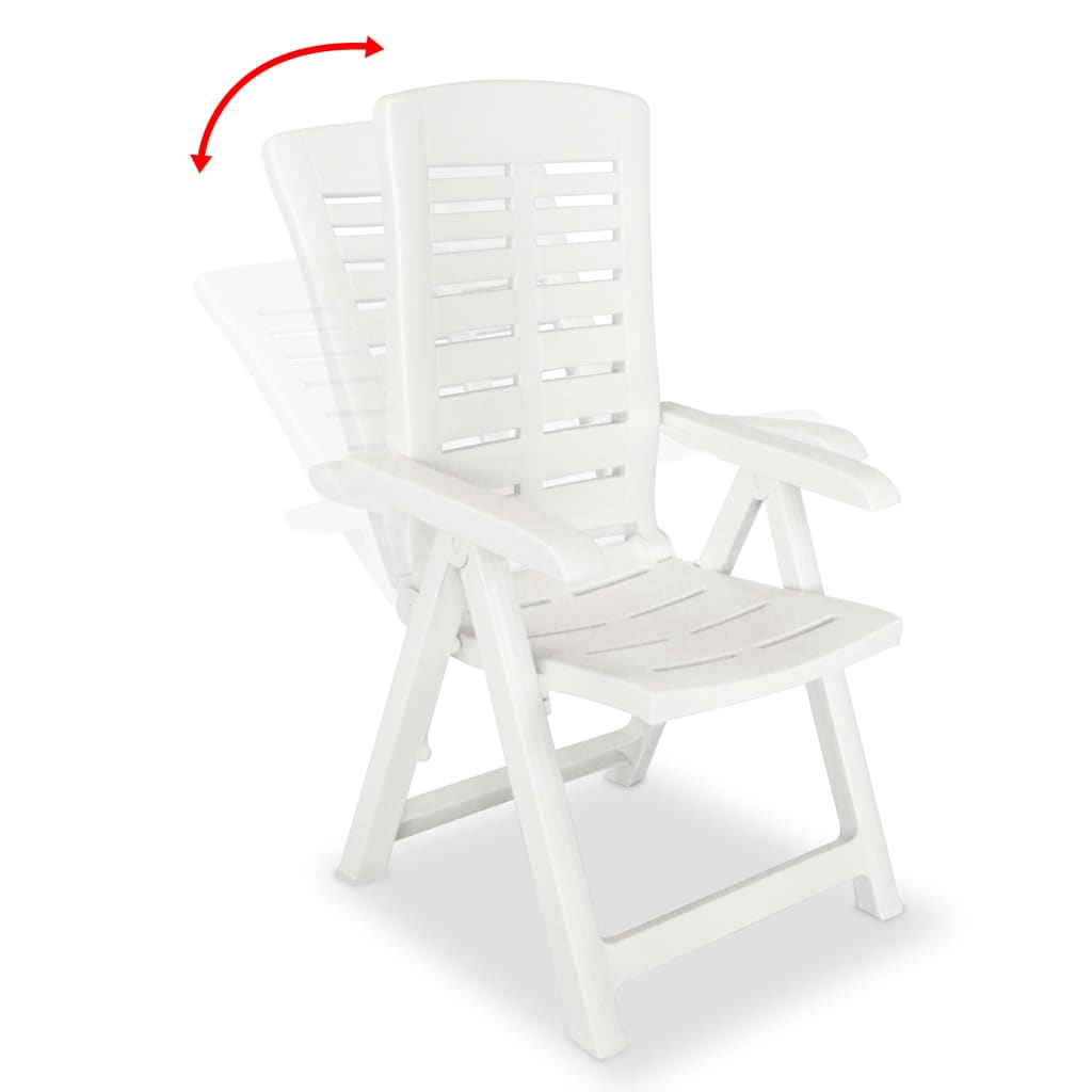 Reclining Folding Chairs 2 pcs Plastic White