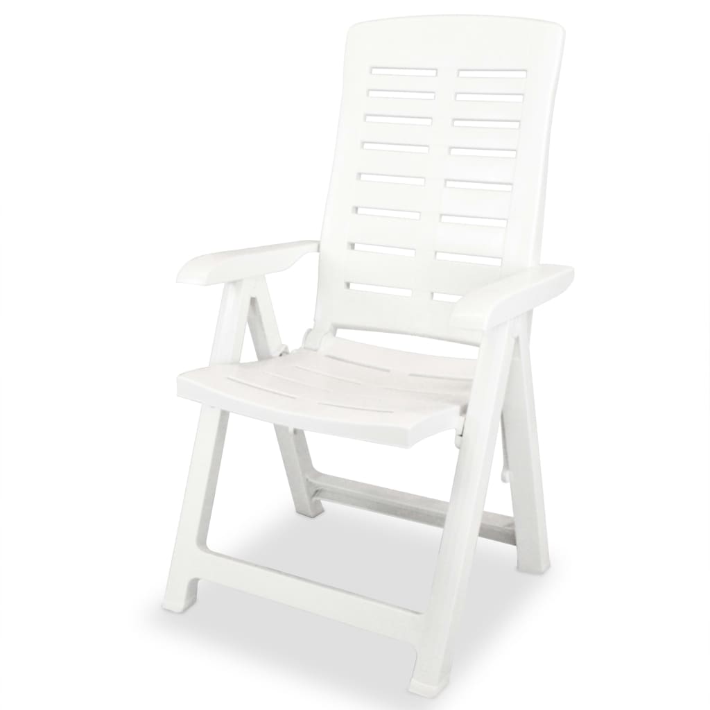 Reclining Folding Chairs 2 pcs Plastic White