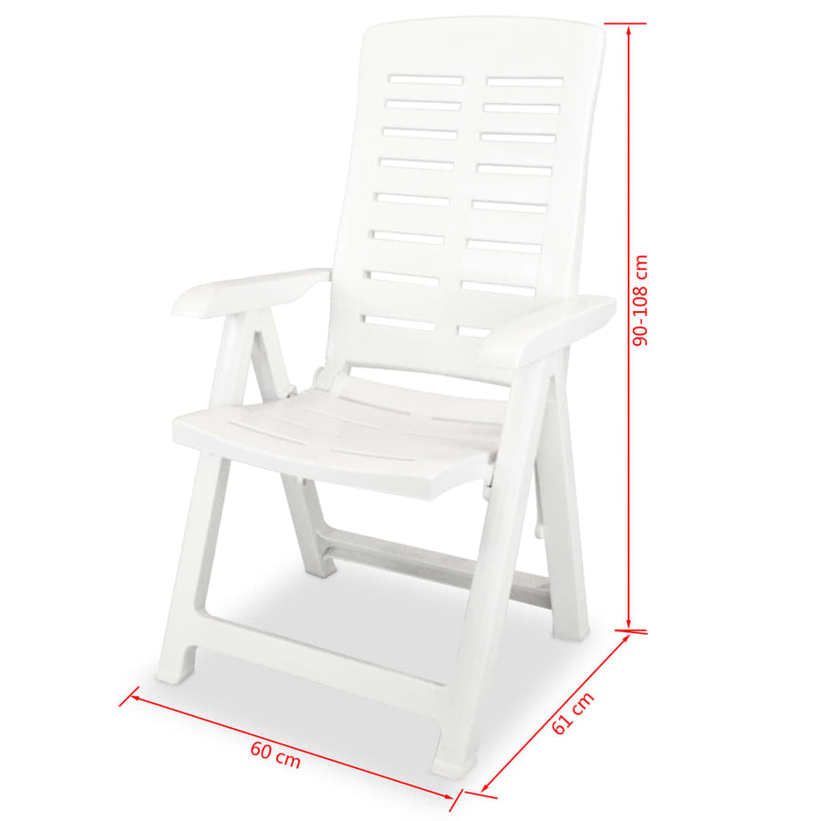 Reclining Folding Chairs 2 pcs Plastic White