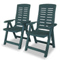 Reclining Folding Chairs 2 pcs Plastic Green