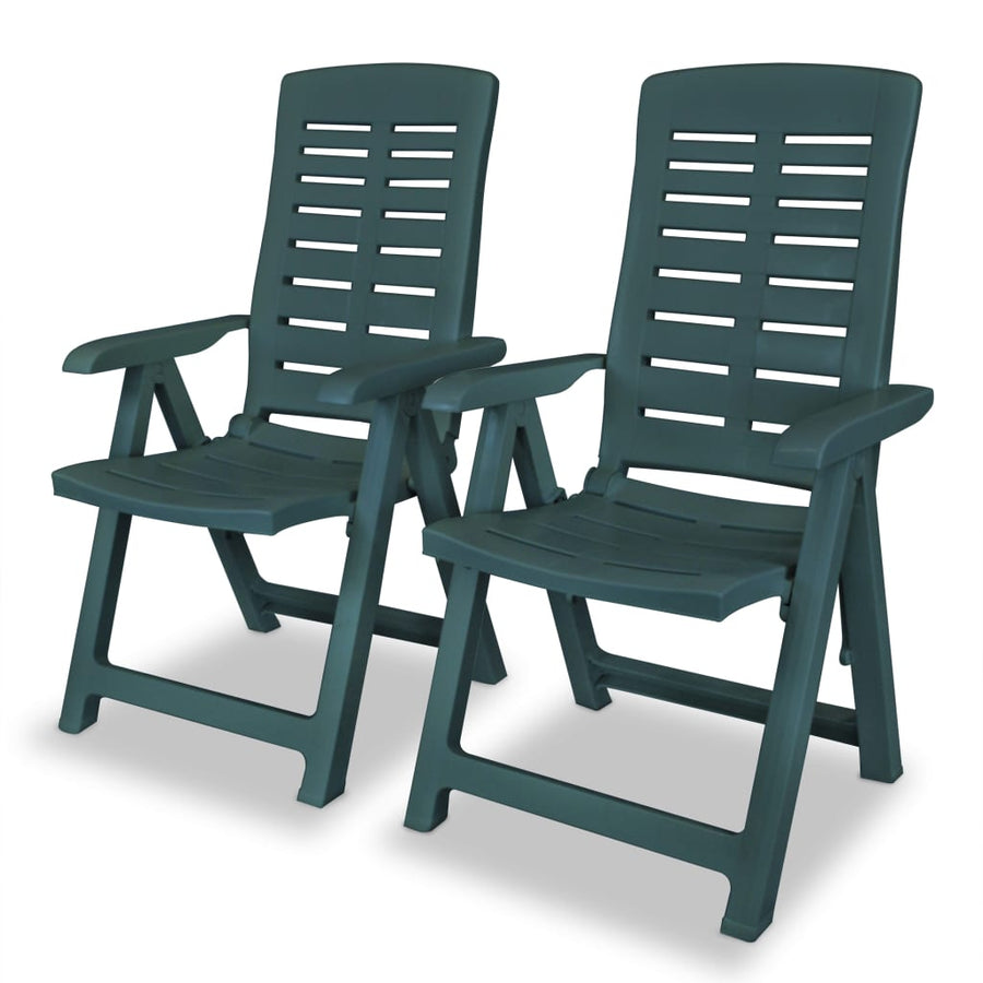 Reclining Folding Chairs 2 pcs Plastic Green