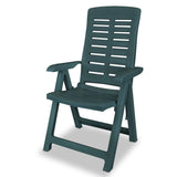 Reclining Garden Chairs 2 pcs Plastic Green - Side View