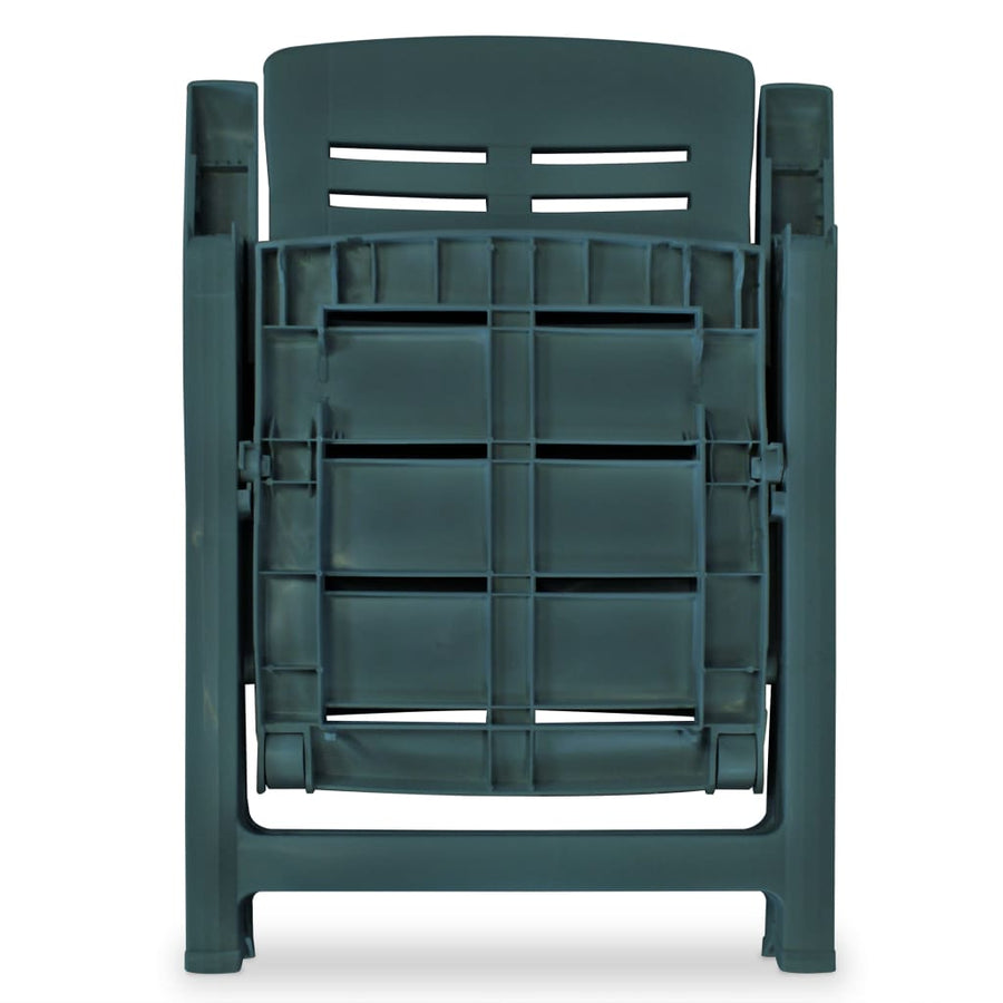 Reclining Folding Chairs 2 pcs Plastic Green