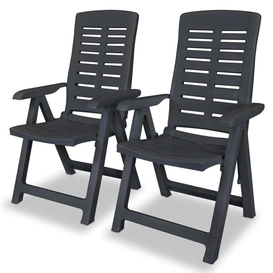 Reclining Folding Chairs 2 pcs Plastic Anthracite