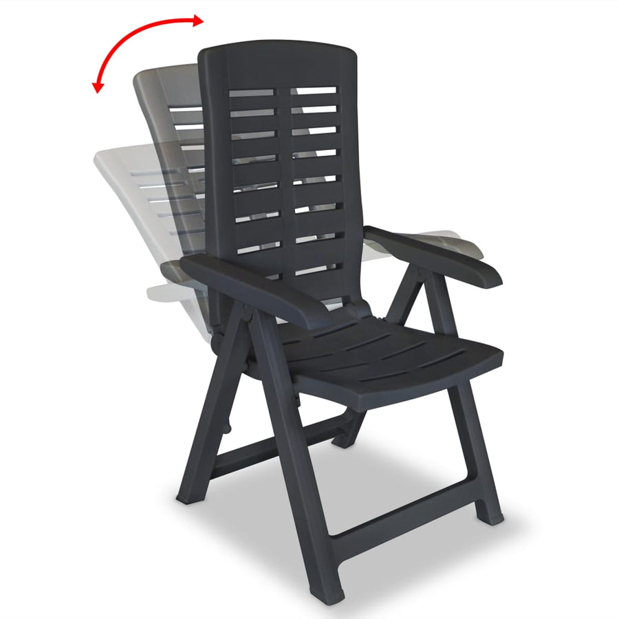 Reclining Folding Chairs 2 pcs Plastic Anthracite