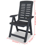 Reclining Garden Chairs 2 pcs Plastic Anthracite - Low Angle