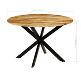 Dining Table Solid Rough Mango Wood and Steel 120x77 cm - Extra Image