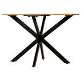 Dining Table Solid Rough Mango Wood and Steel 120x77 cm - Side View
