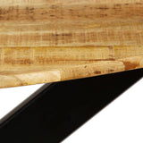 Dining Table Solid Rough Mango Wood and Steel 120x77 cm - Top-Down View