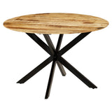 Dining Table Solid Rough Mango Wood and Steel 120x77 cm - Low Angle