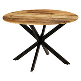 Dining Table Solid Rough Mango Wood and Steel 120x77 cm - Extra Image