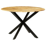 Dining Table Solid Rough Mango Wood and Steel 120x77 cm - Extra Image