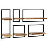 Wall Shelf Set 5 Pieces Solid Acacia Wood and Steel - Extra Image