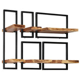 Wall Shelf Set 5 Pieces Solid Acacia Wood and Steel - Side View