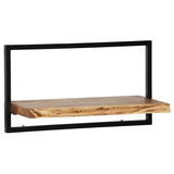Wall Shelf Set 5 Pieces Solid Acacia Wood and Steel - 45-Degree Angle