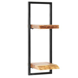 Wall Shelf Set 5 Pieces Solid Acacia Wood and Steel - Rear View
