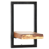 Wall Shelf Set 5 Pieces Solid Acacia Wood and Steel - Close-Up Angle