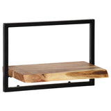 Wall Shelf Set 5 Pieces Solid Acacia Wood and Steel - Low Angle