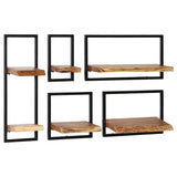Wall Shelf Set 5 Pieces Solid Acacia Wood and Steel - Extra Image
