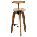 Bar Chairs 2 pcs Solid Acacia Wood - Rear View